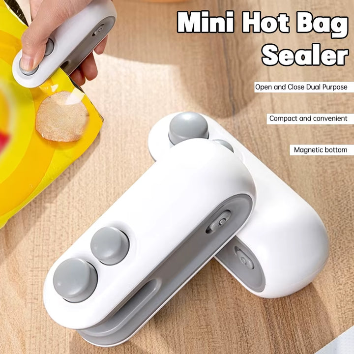 Portable Sealer Mini Heat Bag Sealing Machine Heat Sealer for Snacks Rechargable Heat Sealer Multi-Function Kitchen Tool 2 in 1