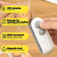 Portable Sealer Mini Heat Bag Sealing Machine Heat Sealer for Snacks Rechargable Heat Sealer Multi-Function Kitchen Tool 2 in 1